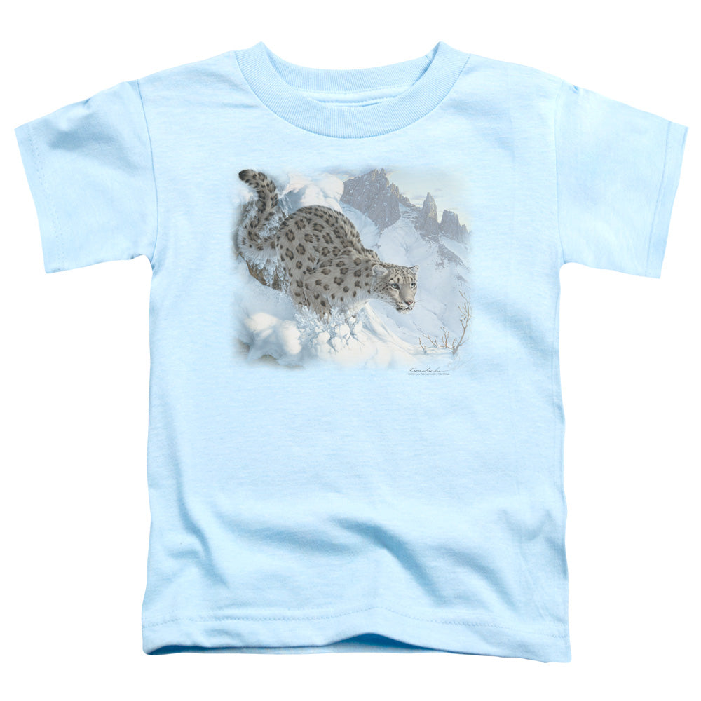 WILDLIFE/SNOW LEOPARD - S/S TODDLER TEE - LIGHT BLUE