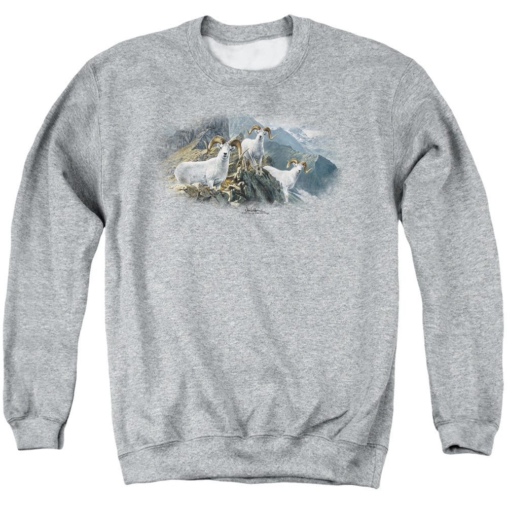 WILDLIFE/HIGH TRAILS DALL SHEEP - ADULT CREWNECK SWEATSHIRT - ATHLETIC HEATHER