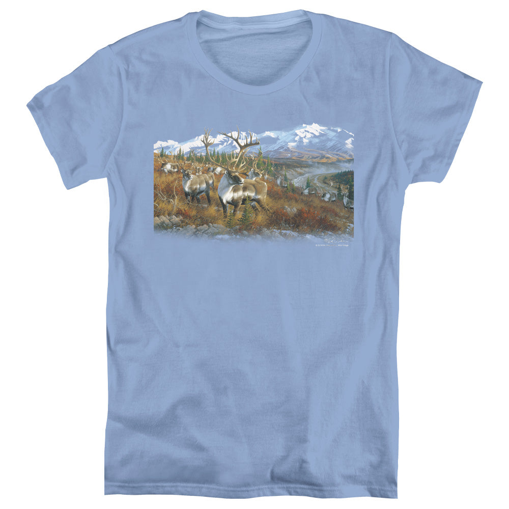 WILDLIFE/CARIBOU - S/S WOMENS TEE - CAROLINA BLUE