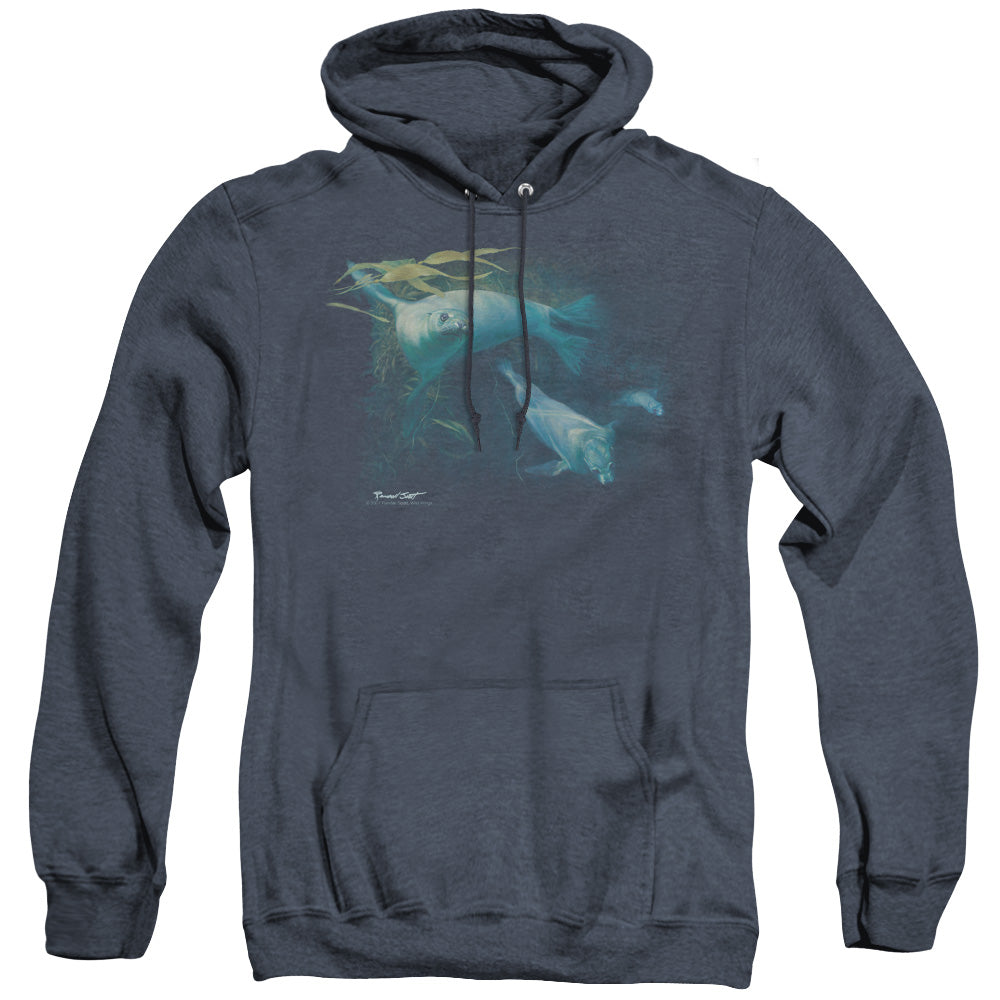 WILDLIFE/KELP PATROL - ADULT HEATHER HOODIE - NAVY