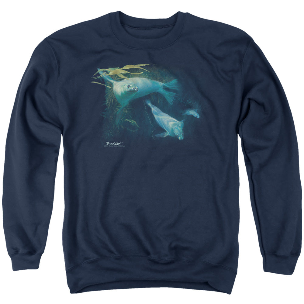WILDLIFE/KELP PATROL - ADULT CREWNECK SWEATSHIRT - NAVY