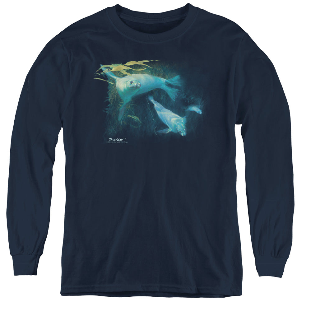 WILDLIFE/KELP PATROL - YOUTH LONG SLEEVE TEE - NAVY