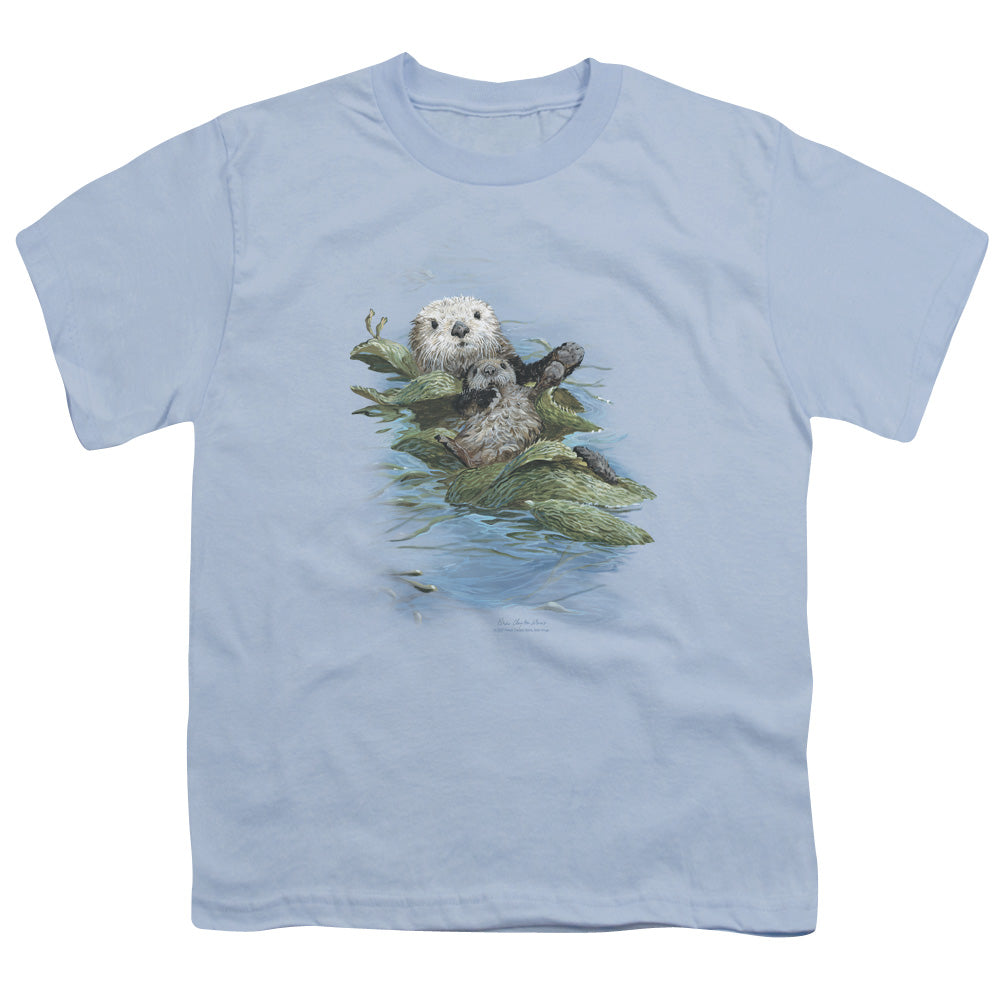 WILDLIFE/KELP CRADLE OTTERS - S/S YOUTH 18/1 - LIGHT BLUE