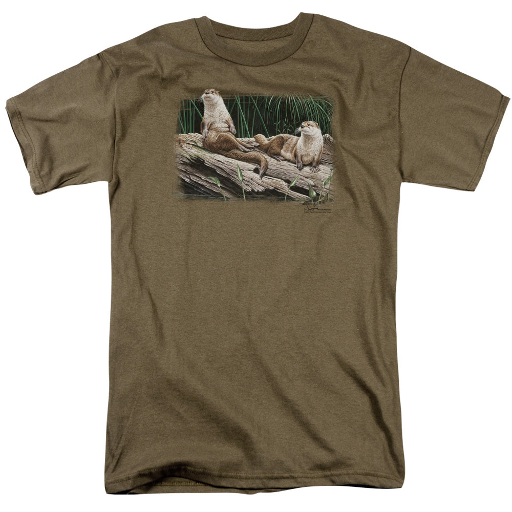WILDLIFE/RIVER OTTERS - S/S ADULT 18/1 - SAFARI GREEN