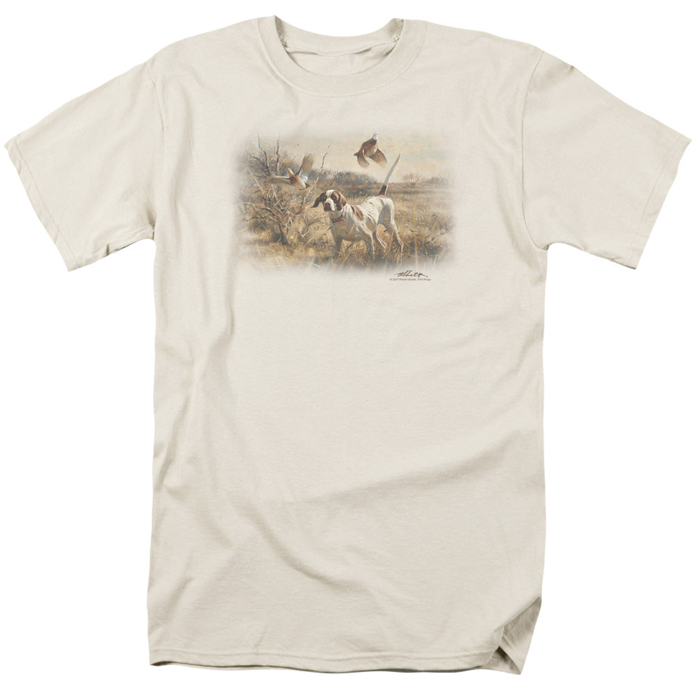 WILDLIFE/POINTER & BOBWHITE QUAIL - S/S ADULT 18/1 - CREAM