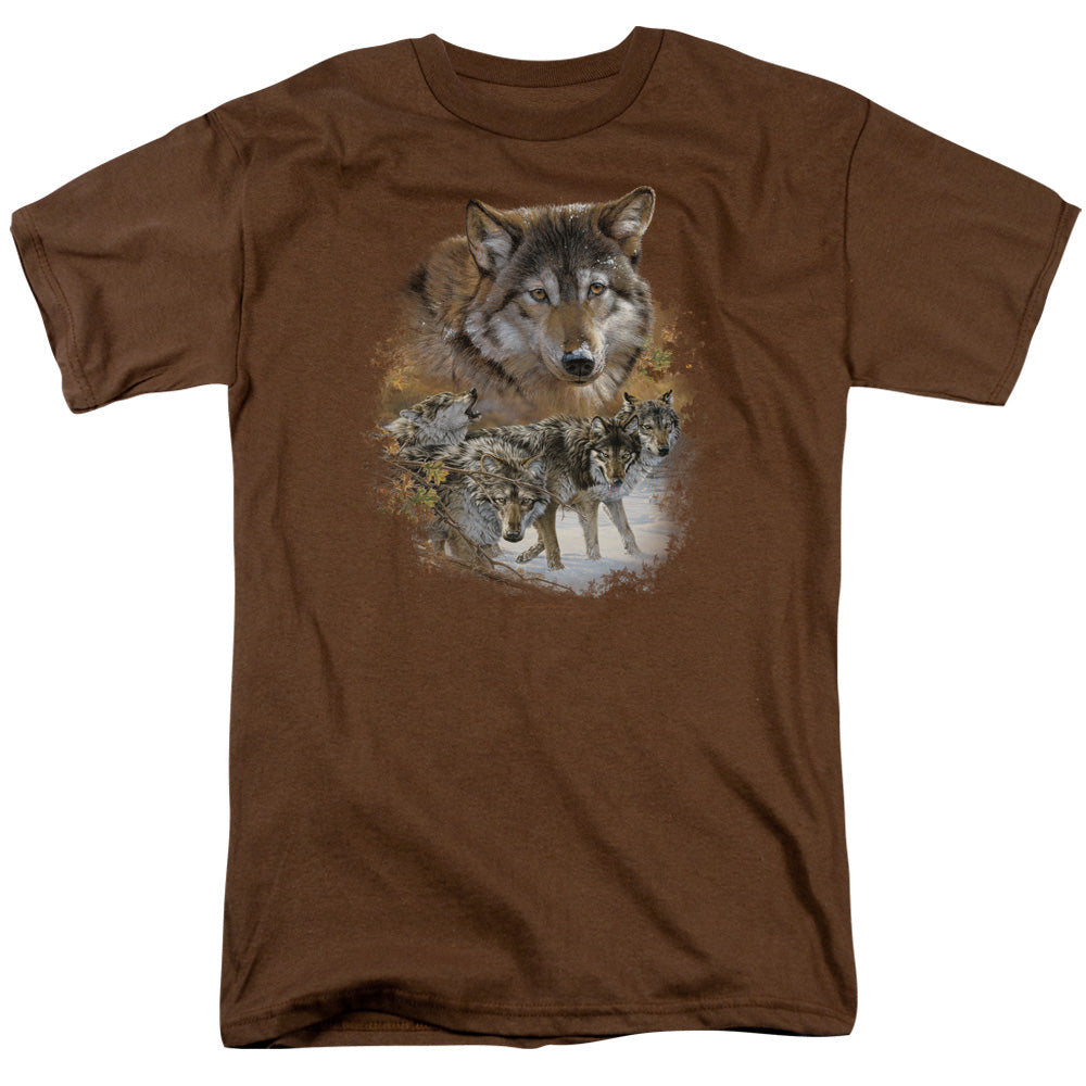 WILDLIFE/WOLF PACK - S/S ADULT 18/1 - COFFEE