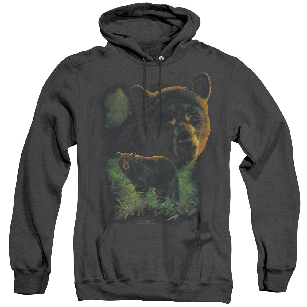 WILDLIFE/BLACK BEARS - ADULT HEATHER HOODIE - BLACK