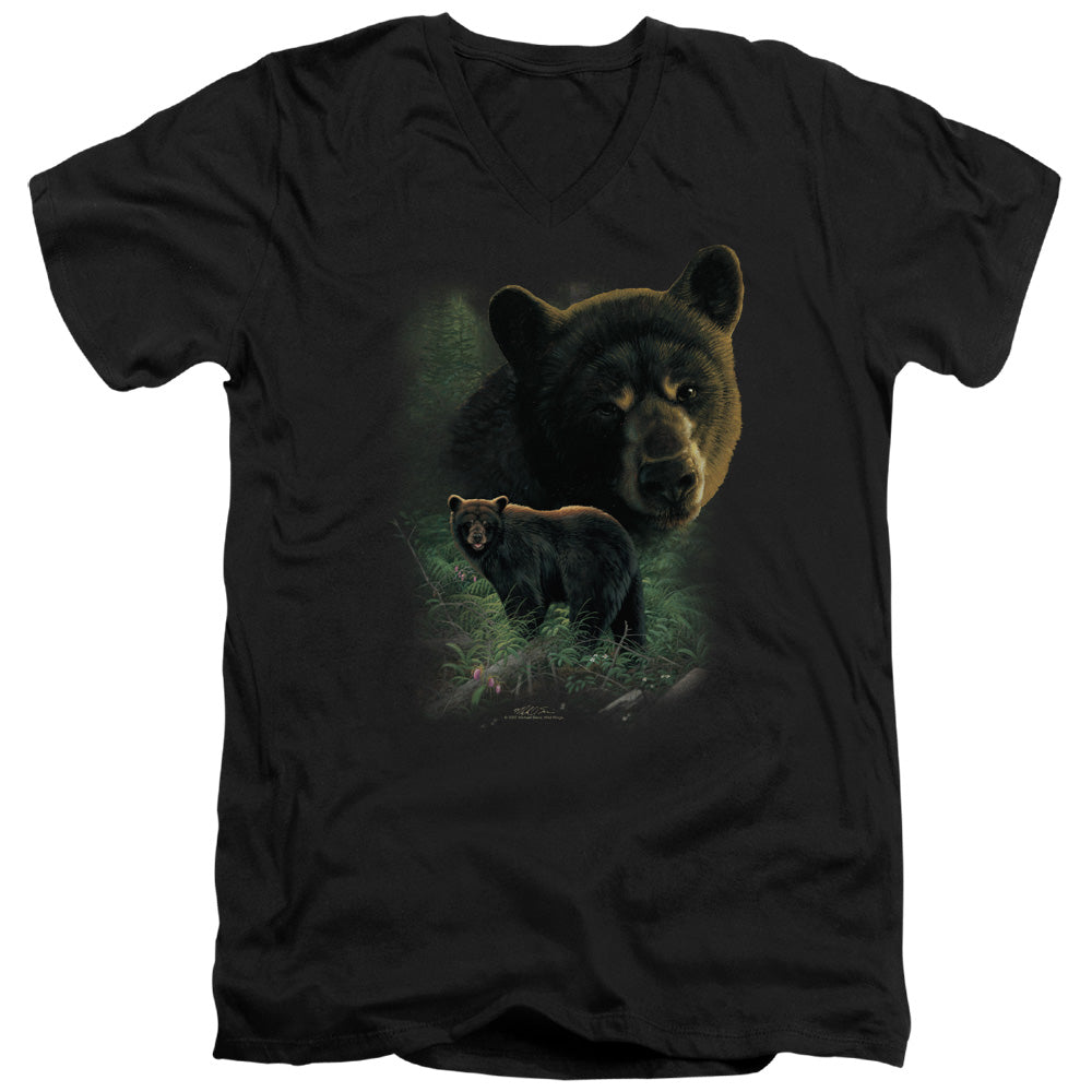 WILDLIFE/BLACK BEARS - S/S ADULT V-NECK 30/1 - BLACK