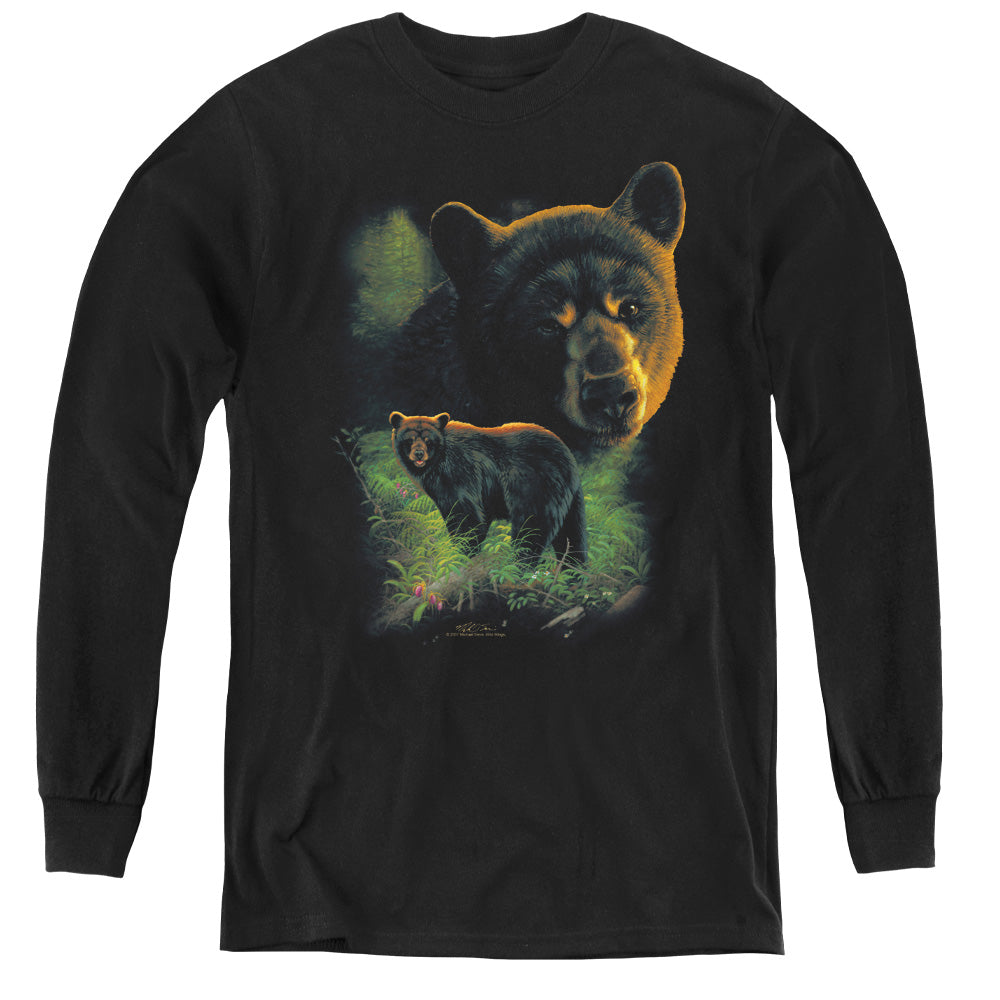 WILDLIFE/BLACK BEARS - YOUTH LONG SLEEVE TEE - BLACK