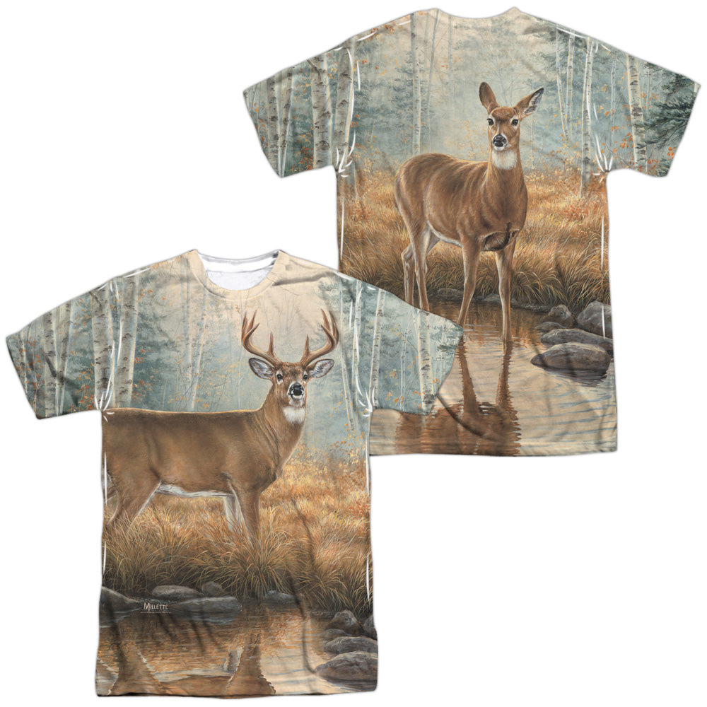 WILD WINGS/AUTUMN REFLECTIONS (FRONT/BACK PRINT) - S/S ADULT POLY CREW - MULTI