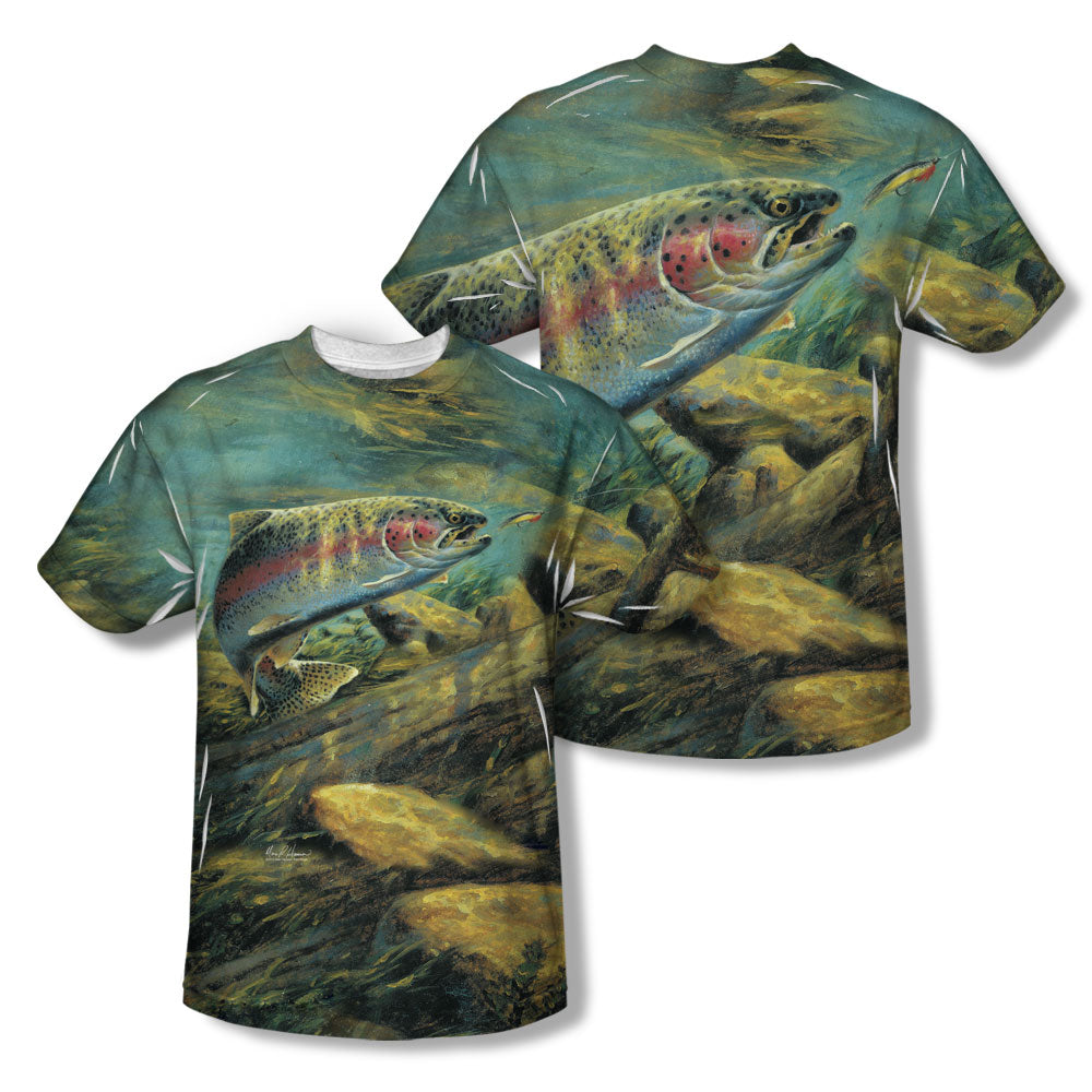 WILD WINGS/RAINBOW TROUT (FRONT/BACK PRINT) - S/S YOUTH POLY CREW - MULTI