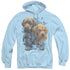 WILD WINGS/PUPPY PILE - ADULT PULLOVER HOODIE - LIGHT BLUE