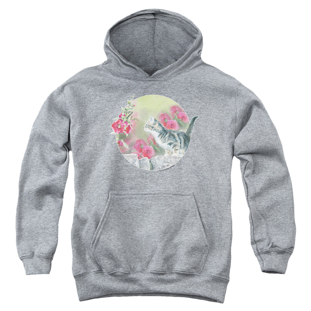 WILD WINGS/KITTEN FLOWERS - YOUTH PULLOVER HOODIE - ATHLETIC HEATHER