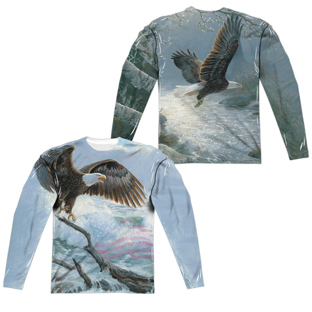 WILD WINGS/AMERICAN EAGLE (FRONT/BACK PRINT) - L/S ADULT POLY CREW  - MULTI