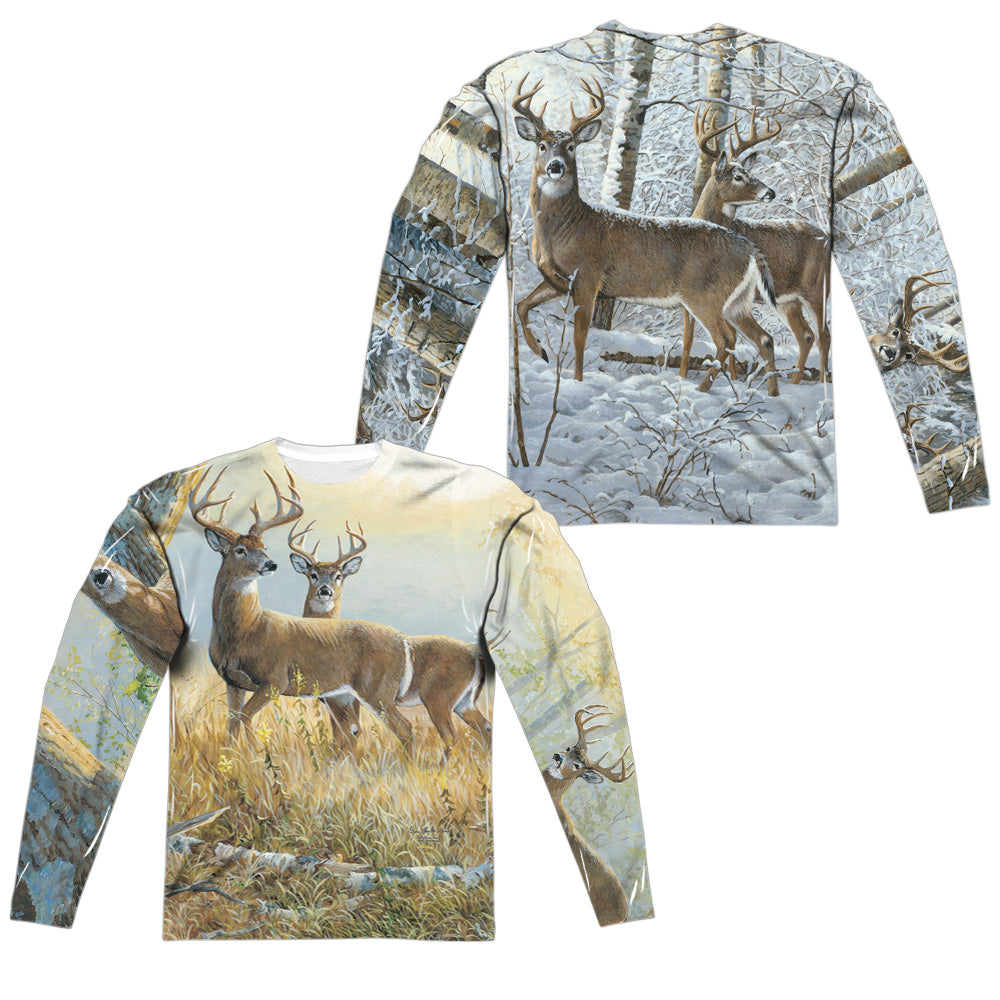 WILD WINGS/WARM AND COLD (FRONT/BACK PRINT) - L/S ADULT POLY CREW  - MULTI