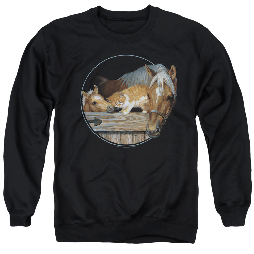 WILD WINGS/EVERYONE LOVES KITTY - ADULT CREWNECK SWEATSHIRT - BLACK