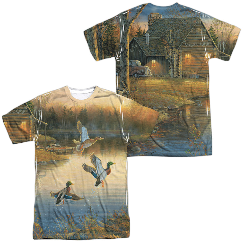 WILD WINGS/DUCKS OVER WATER (FRONT/BACK PRINT) - S/S ADULT POLY CREW - MULTI