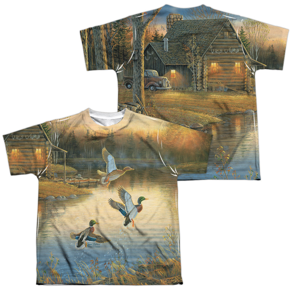 WILD WINGS/DUCKS OVER WATER (FRONT/BACK PRINT) - S/S YOUTH POLY CREW - MULTI