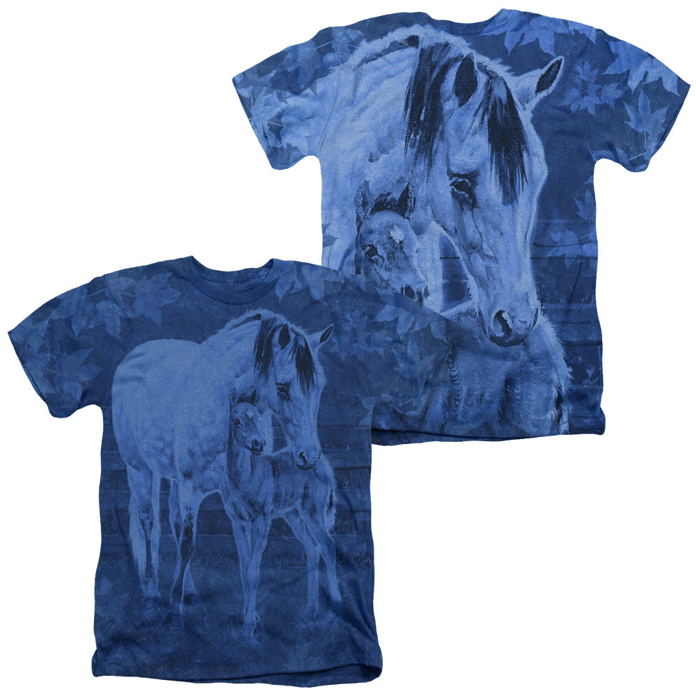 WILD WINGS/MOTHERS LOVE (FRONT/BACK PRINT) - ADULT HEATHER - LIGHT BLUE