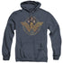 WONDER WOMAN MOVIE/POWER STANCE AND EMBLEM - ADULT HEATHER HOODIE - NAVY