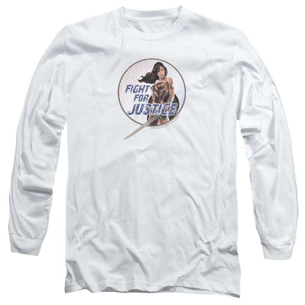 WONDER WOMAN MOVIE/FIGHT FOR JUSTICE -  L/S ADULT 18/1  - WHITE