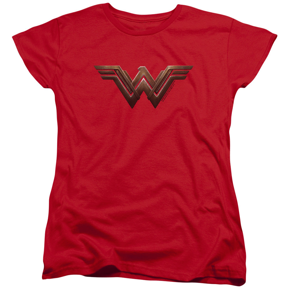 WONDER WOMAN MOVIE/WONDER WOMAN LOGO - S/S WOMENS TEE - RED