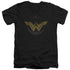 WONDER WOMAN MOVIE/DISTRESSED LOGO - S/S ADULT V-NECK 30/1 - BLACK