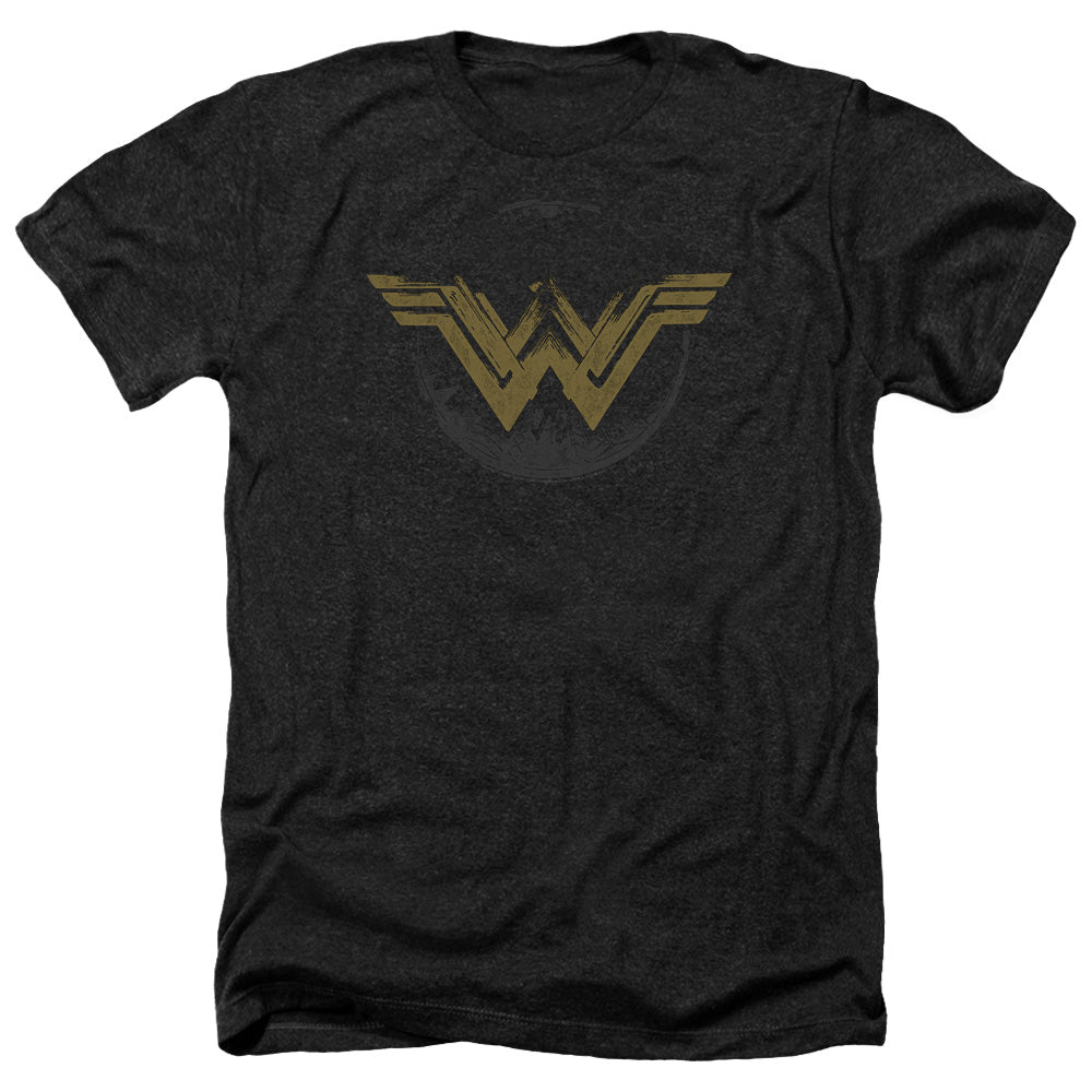 WONDER WOMAN MOVIE/DISTRESSED LOGO - ADULT HEATHER - BLACK