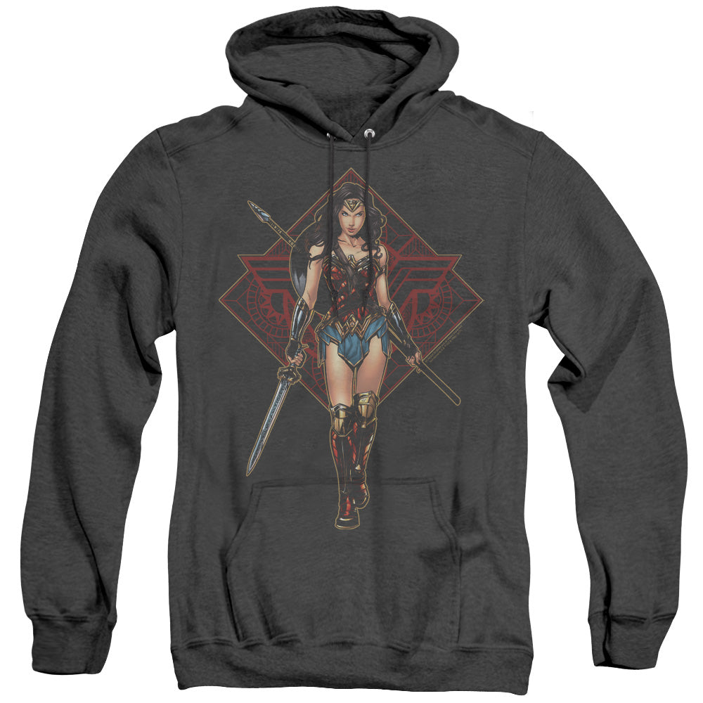 WONDER WOMAN MOVIE/WARRIOR - ADULT HEATHER HOODIE - BLACK