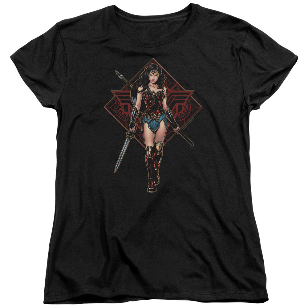 WONDER WOMAN MOVIE/WARRIOR - S/S WOMENS TEE - BLACK