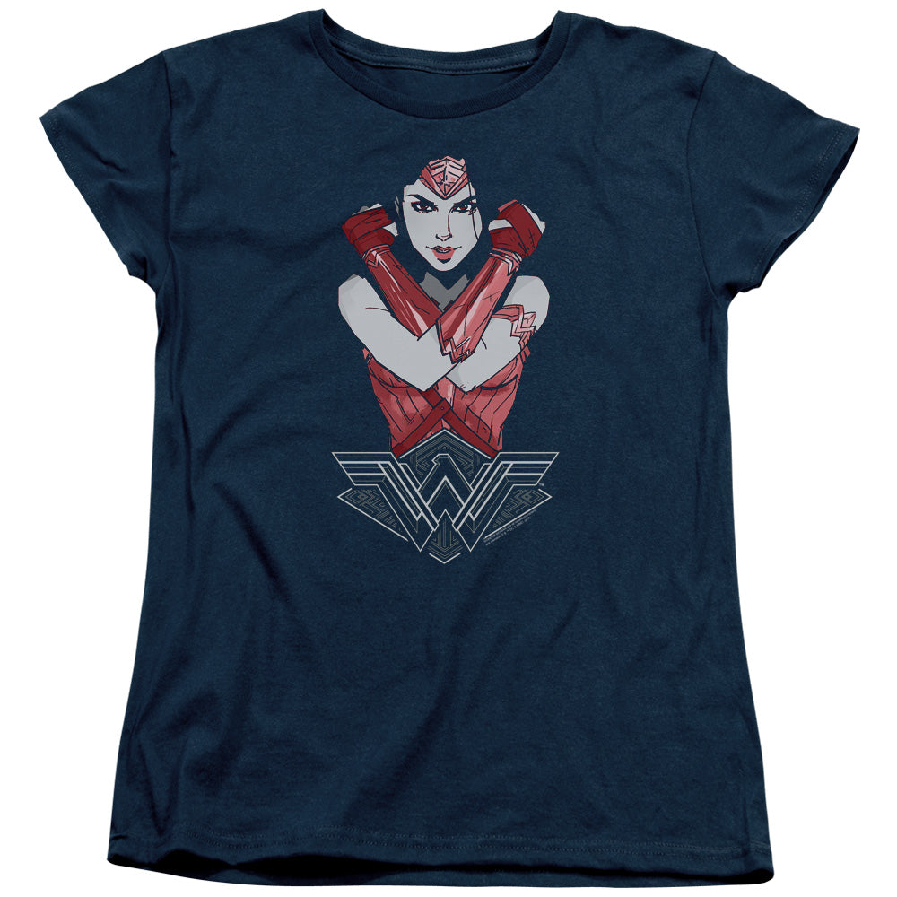 WONDER WOMAN MOVIE/AMAZON - S/S WOMENS TEE - NAVY