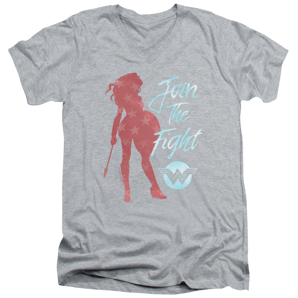 WONDER WOMAN MOVIE/FREEDOM FIGHT - S/S ADULT V-NECK 30/1 - ATHLETIC HEATHER