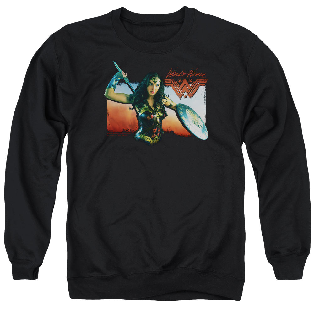 WONDER WOMAN MOVIE/WARRIOR WOMAN - ADULT CREWNECK SWEATSHIRT - BLACK
