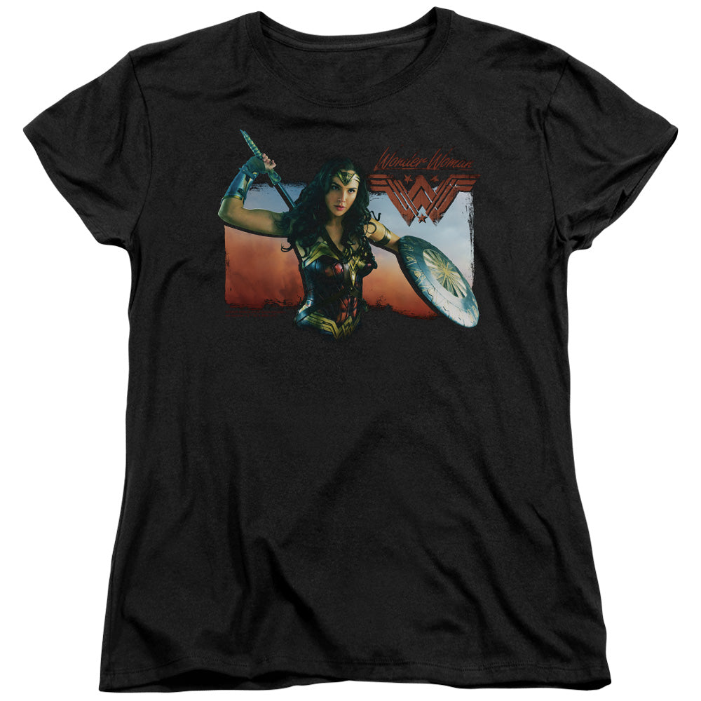 WONDER WOMAN MOVIE/WARRIOR WOMAN - S/S WOMENS TEE - BLACK