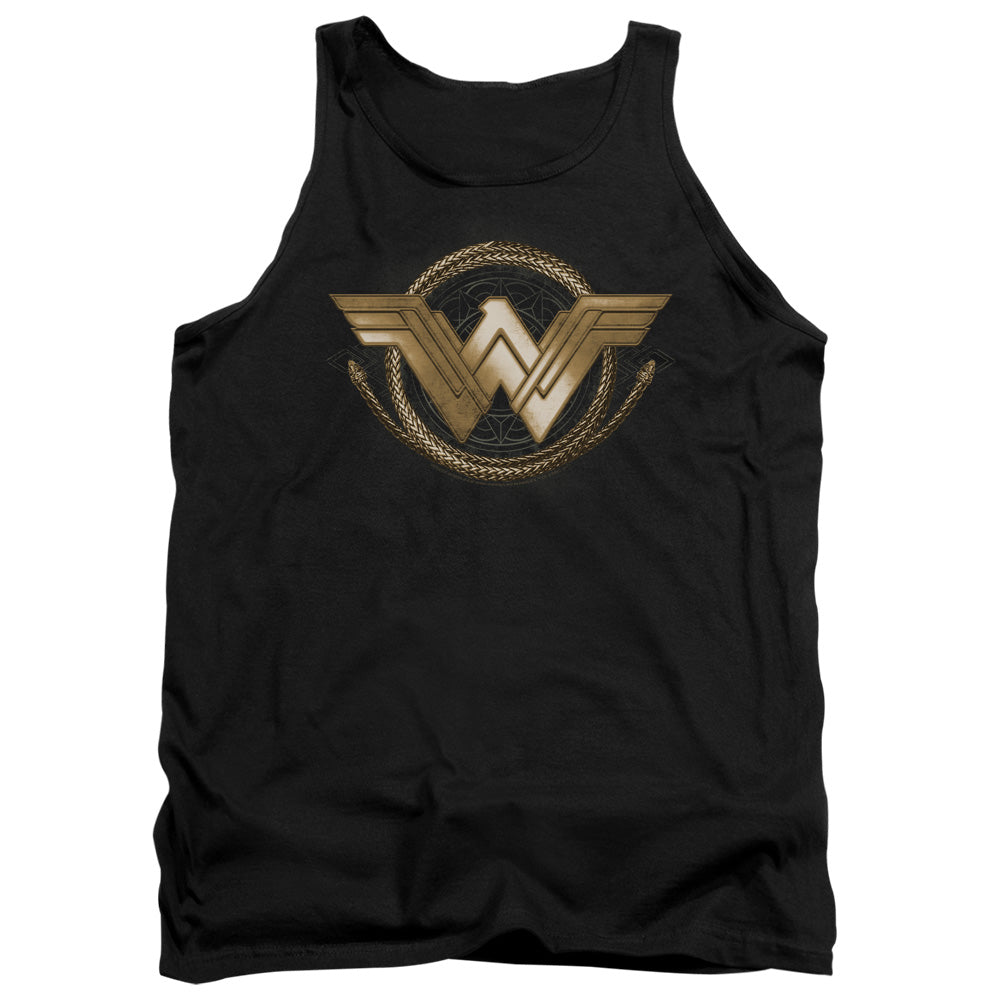 WONDER WOMAN MOVIE/LASSO LOGO - ADULT TANK - BLACK