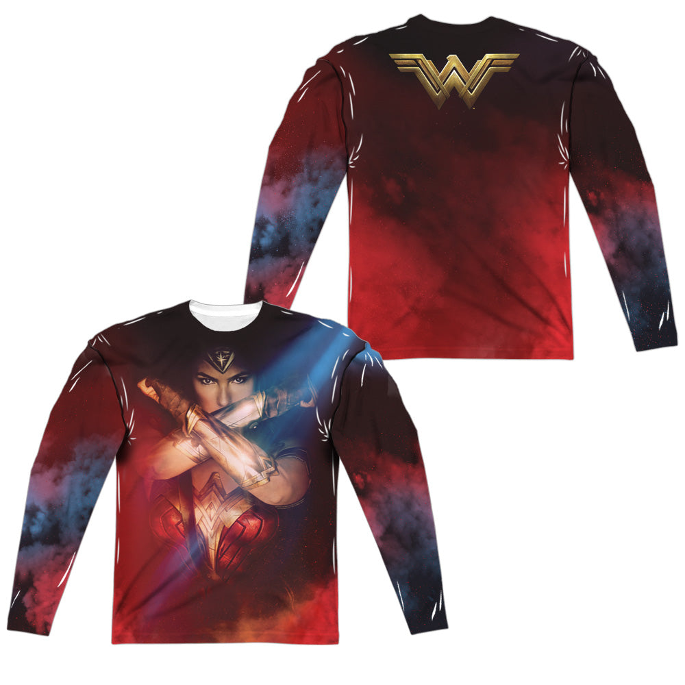 WONDER WOMAN MOVIE/ARMS CROSSED (FRONT/BACK PRINT) - L/S ADULT POLY CREW  - MULTI