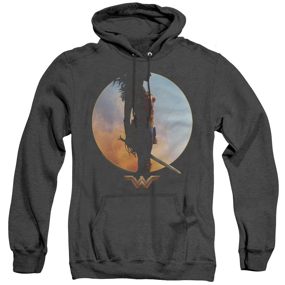 WONDER WOMAN MOVIE/WISDOM AND WONDER - ADULT HEATHER HOODIE - BLACK