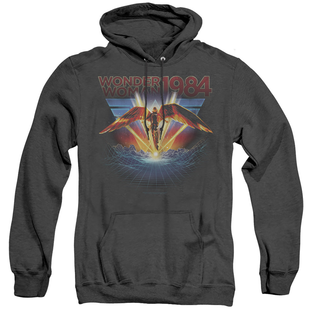WONDER WOMAN 84/84 METAL - ADULT HEATHER HOODIE - BLACK