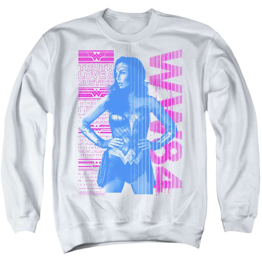 WONDER WOMAN 84/TRUTH LOVE AND JUSTICE - ADULT CREWNECK SWEATSHIRT - WHITE