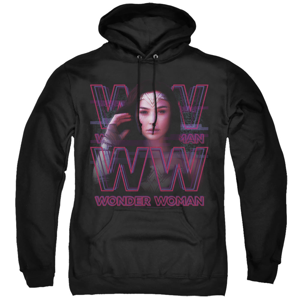 WONDER WOMAN 84/VAPORWAVE WONDER WOMAN - ADULT PULLOVER HOODIE - BLACK