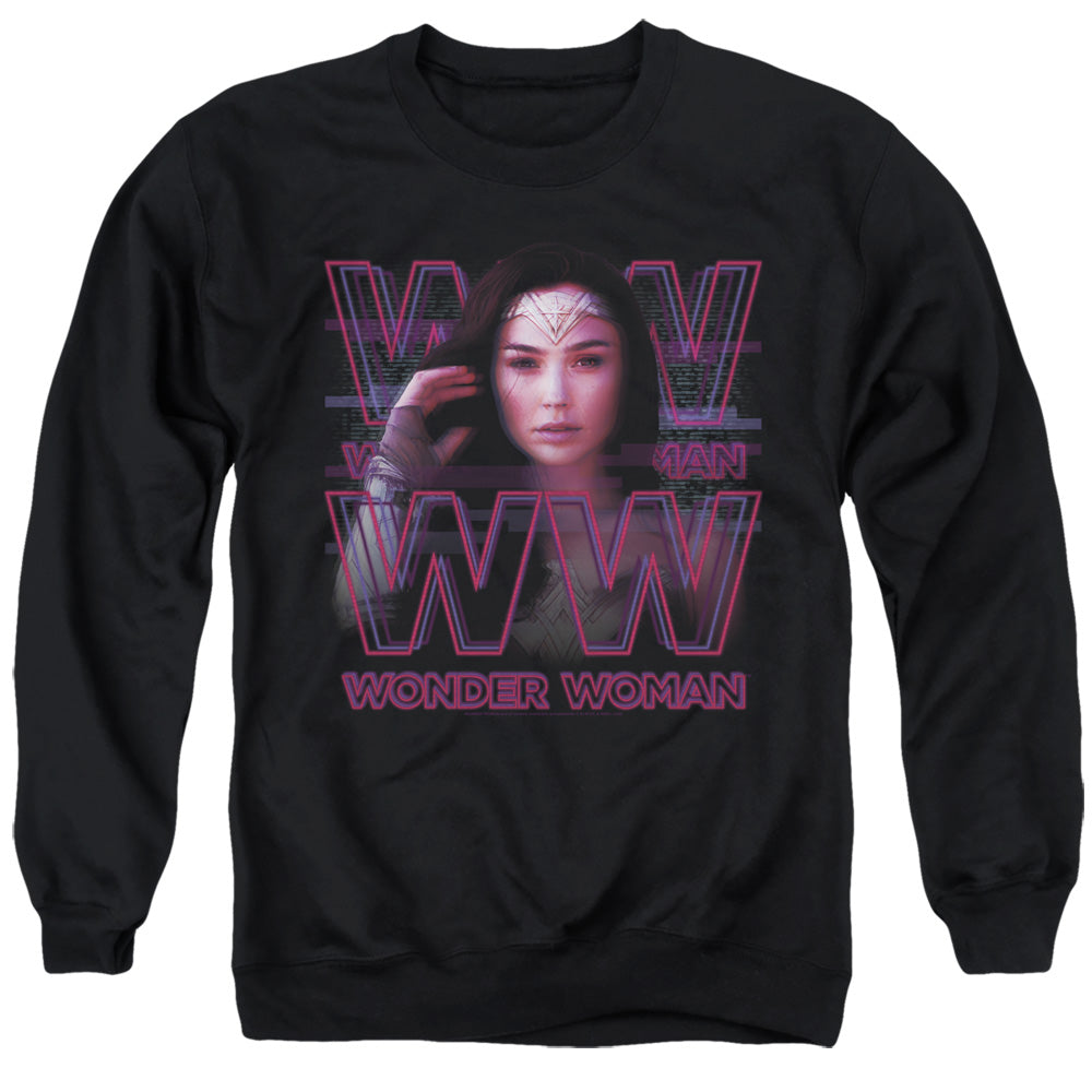 WONDER WOMAN 84/VAPORWAVE WONDER WOMAN - ADULT CREWNECK SWEATSHIRT - BLACK