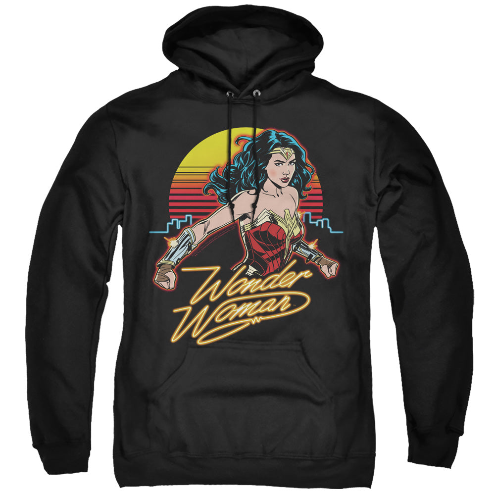 WONDER WOMAN 84/SKYLINE - ADULT PULLOVER HOODIE - BLACK