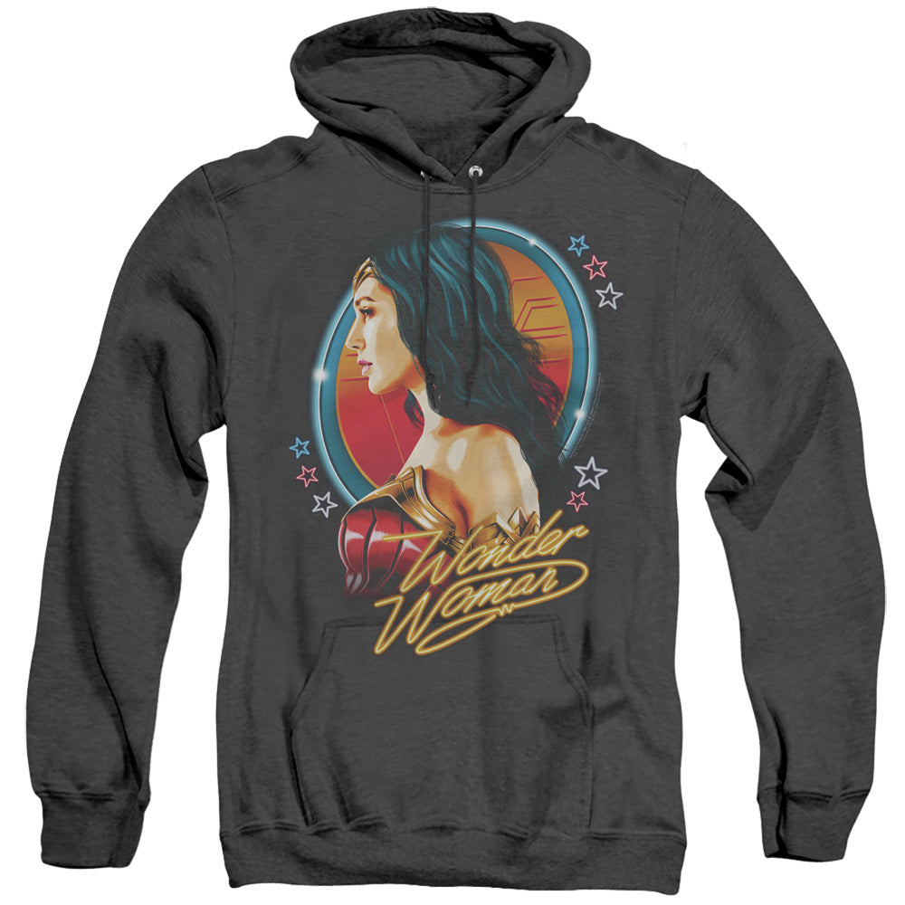 WONDER WOMAN 84/WARRIOR 84 - ADULT HEATHER HOODIE - BLACK