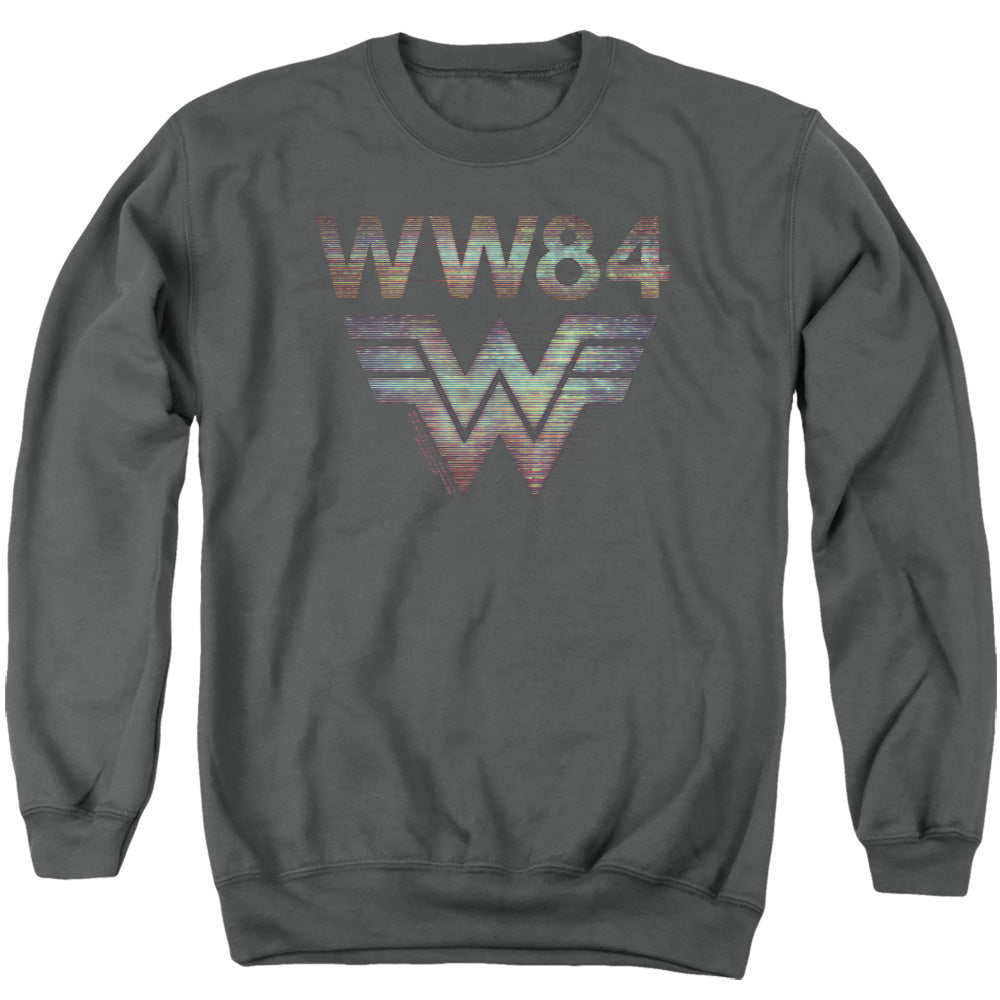 WONDER WOMAN 84/STATIC TV LINES - ADULT CREWNECK SWEATSHIRT - CHARCOAL