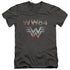 WONDER WOMAN 84/STATIC TV LINES - S/S ADULT V-NECK 30/1 - CHARCOAL