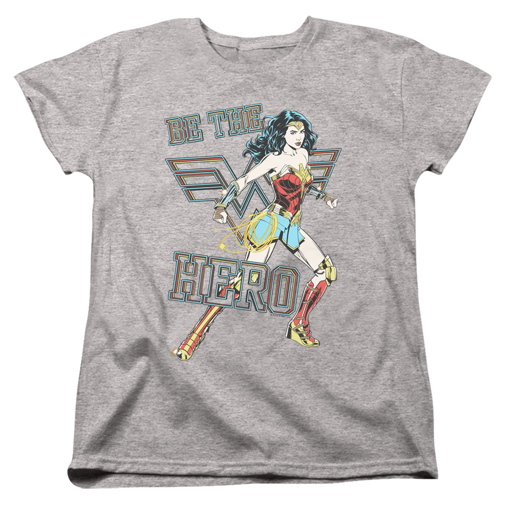 WONDER WOMAN 84/BE THE HERO - S/S WOMENS TEE - ATHLETIC HEATHER