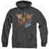 WONDER WOMAN 84/SPACE POSTER - ADULT HEATHER HOODIE - BLACK