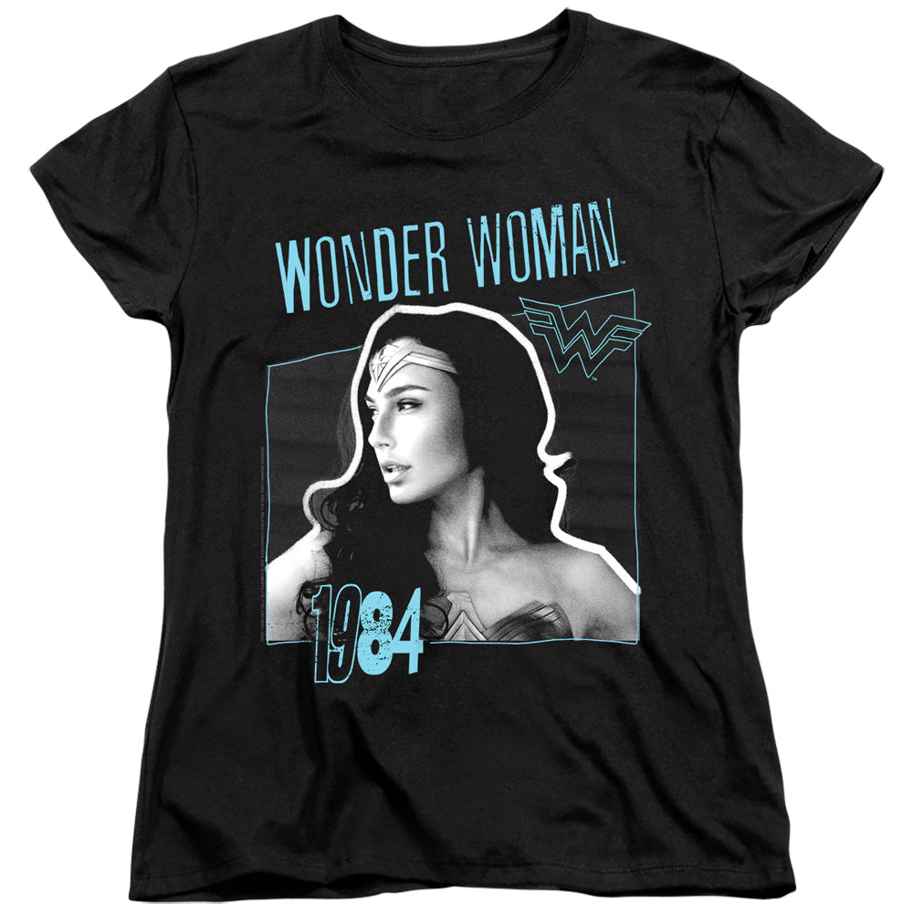 WONDER WOMAN 84/SPACE POSTER - S/S WOMENS TEE - BLACK