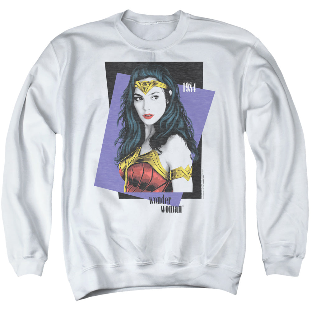 WONDER WOMAN 84/STRIKE A POSE - ADULT CREWNECK SWEATSHIRT - WHITE