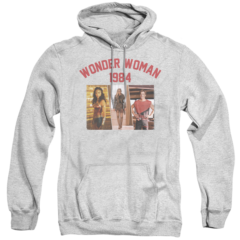WONDER WOMAN 84/COLLEGIATE MONTAGE - ADULT PULLOVER HOODIE - ATHLETIC HEATHER